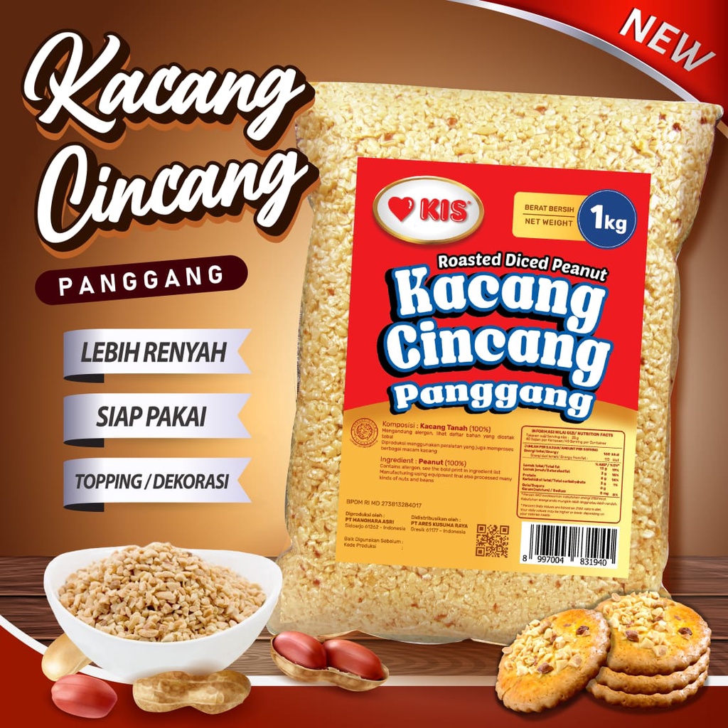 KACANG CINCANG PANGGANG 1 KG / CHEFMATE KACANG CINCANG