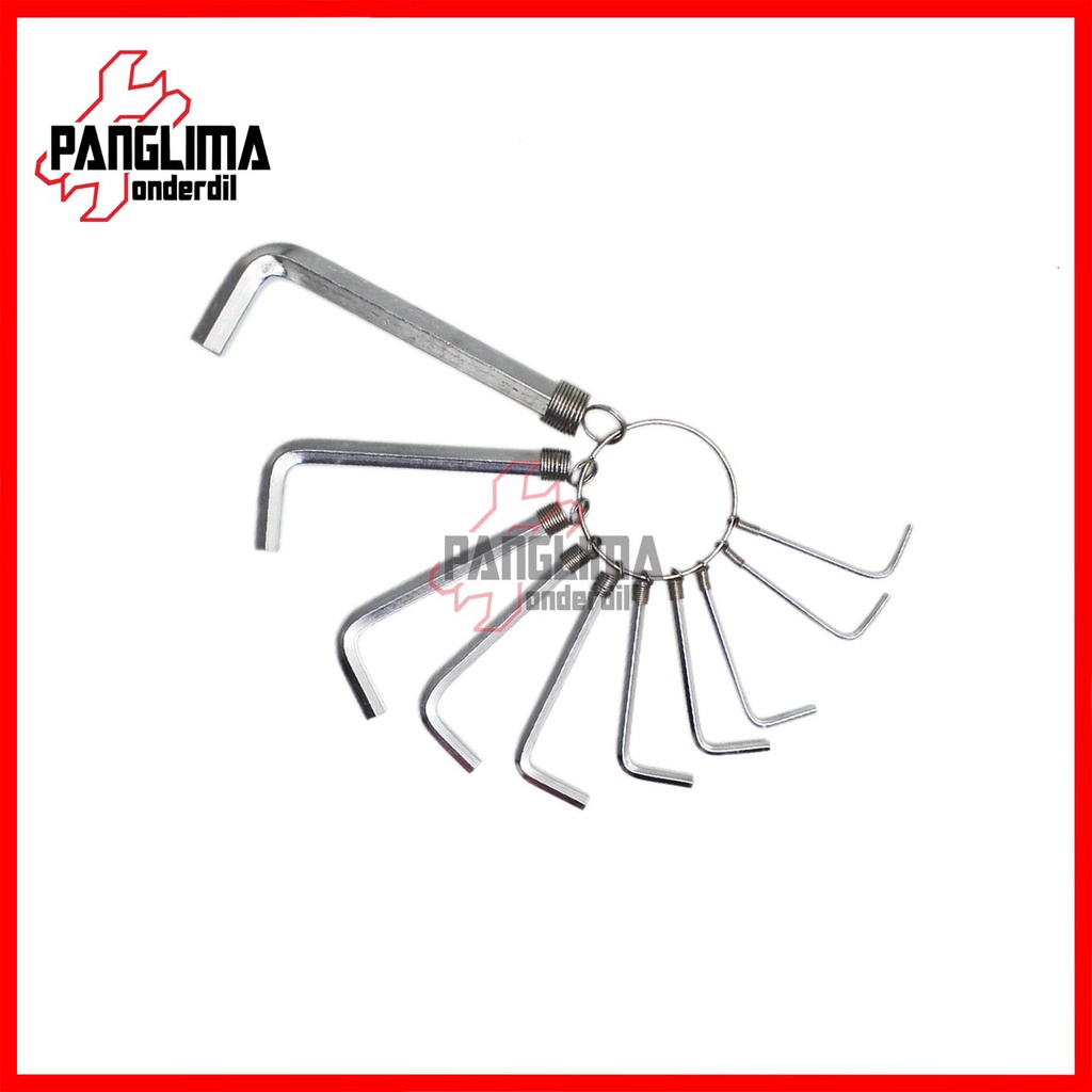 Kunci L Set L1 &amp; L1.5 &amp; L2 &amp; L2.5 &amp; L3 &amp; L3.5 &amp; L4 &amp; L5 &amp; L6 &amp; L8 mm Hex Key Ring