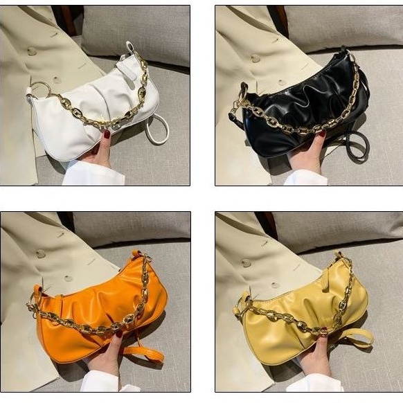 BJ27693 - BLACK/ORANGE/PURPLE/WHITE/YELLOW - TAS SHOULDERBAG 2 TALI IMPORT TAS WANITA FASHION IMPORT MODIS ELEGAN TERMURAH TERLARIS TERBARU BAGSTORE JAKARTA TAS BATAM JT7693