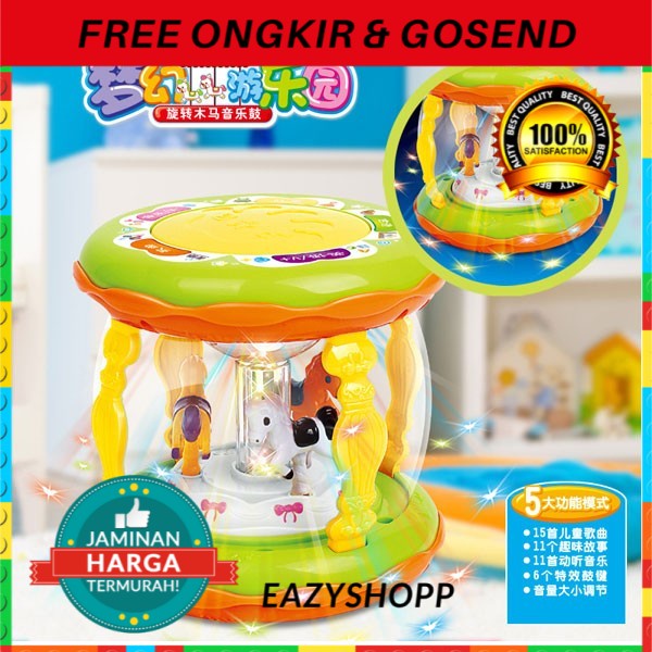 Mainan Anak Bayi Musik Drum Kecil Lagu Laki Laki Perempuan 3 6 9 Bulan