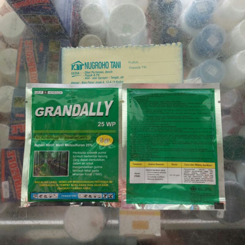 HERBISIDA PILLY 25 WP / GRANDALLY 25 WP / METSULINDO 20 WP KEMASAN 5 GRAM PENGENDALI GULMA DAUN LEBAR