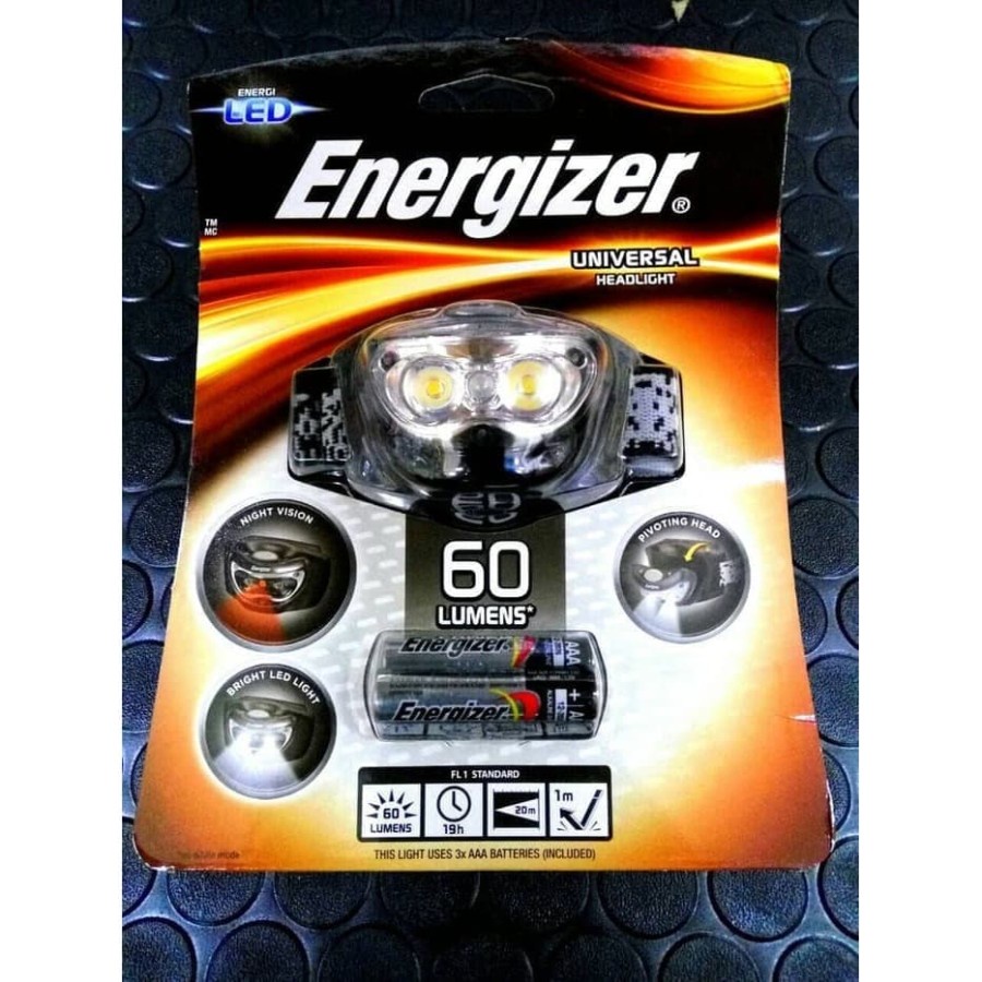 headlamp energizer 60lumens lampu kepala lampu gunung