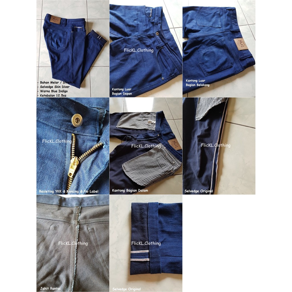 Celana Jeans Denim Selvedge Panjang Pants hitam blue indigo abu black 12oz 13oz 14oz 14.5oz 15.5oz