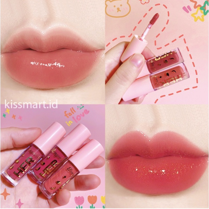 HER Glitter Lipstik Liquid Lip Glow Cair 8 Warna Dragon Ranee Waterproof Lipstick XX035