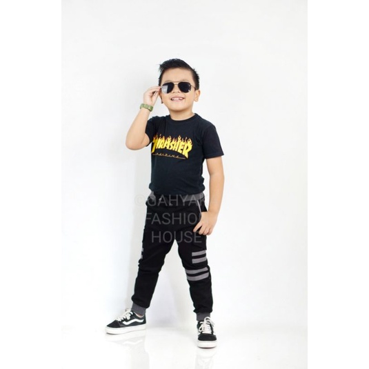 NEW CELANA ANAK JOGGER LIST BAHAN KATUN MELAR ADEM HALUS DAN TEBAL