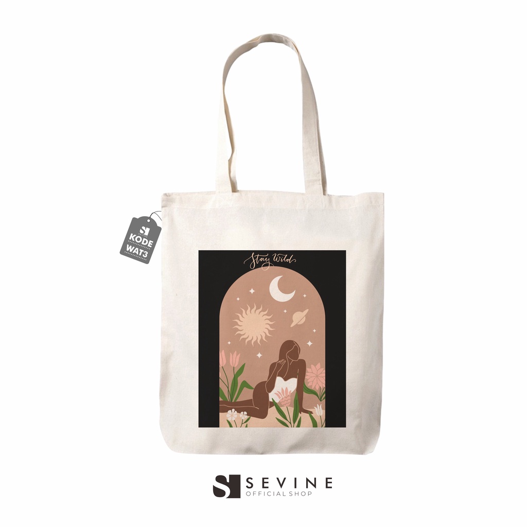 Sevine Tote Bag Resleting Tas Wanita Fashion Totebag Laptop Nordic Girl Aesthetic Art - WAT