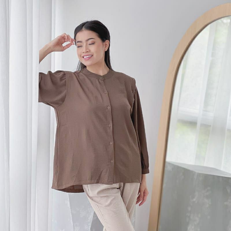 Reva Blouse Crinkle Premium Kemeja Formal Kerja / Crinkle Blouse Shanghai