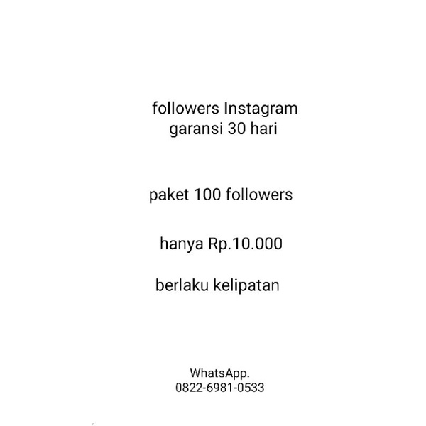 followers Instagram/followers bergaransi/garansi/sosmed/followers