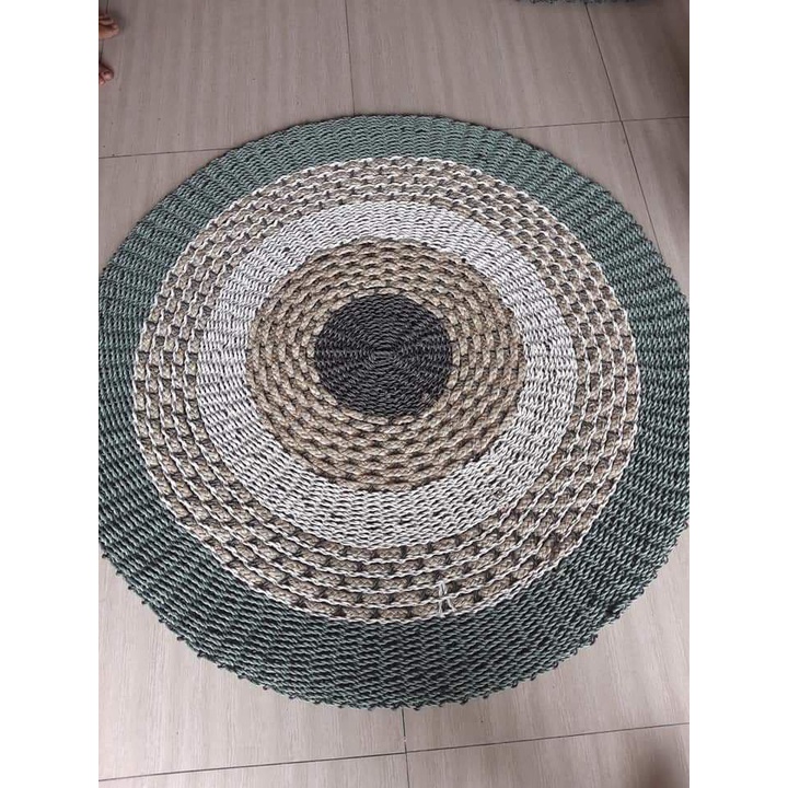 RUG ANYAMAN / KARPET  ANYAM SEAGRAS BULAT WARNA DIAMETER 120 RUG / FLOOR MAT ANYAMAN BULAT