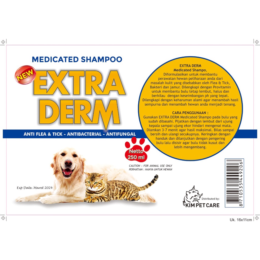 EXTRA DERM 250 ML SHAMPO MEDICATED UNTUK KUCING &amp; ANJING (PENGGANTI MUCO DERM)