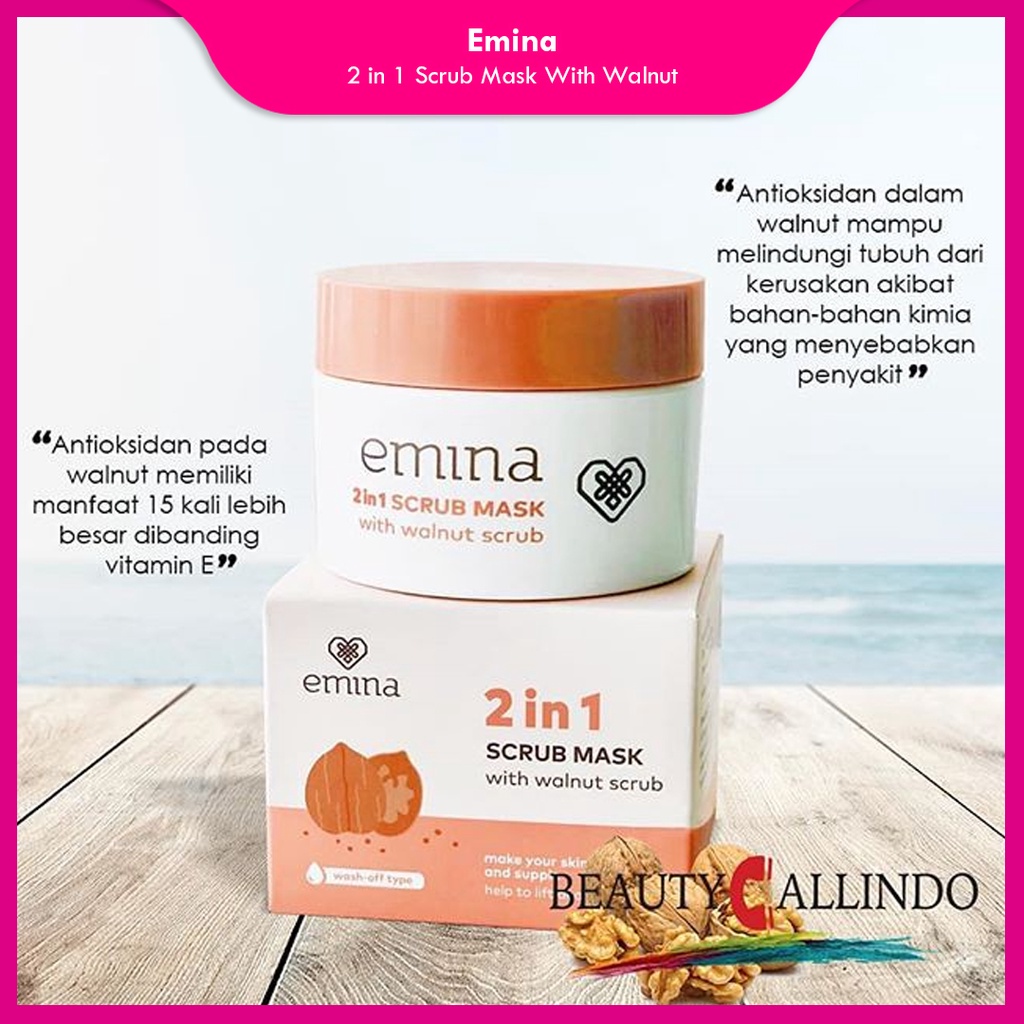 Emina 2 In 1 Scrub Mask With Walnut | Masker Scrub