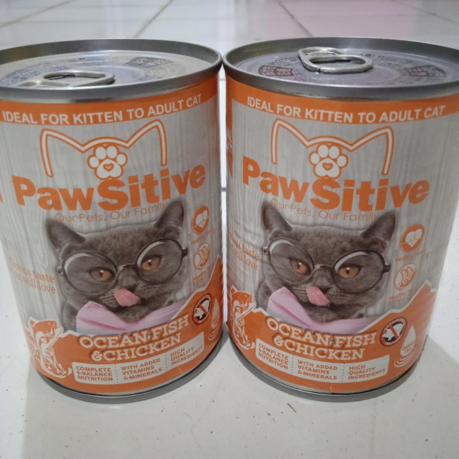 Makanan Kucing Basah Pawsitive Cat Ocean Fish &amp; Chicken Kaleng 380gr