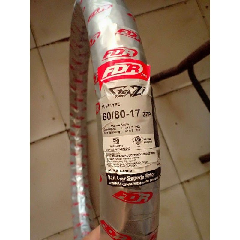 ban luar fdr genzi ring 17 ukuran 60-80/17 ban motor