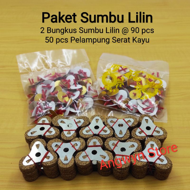 Sumbu lilin 2 bungkus + pelampung serat kayu 50 Pcs