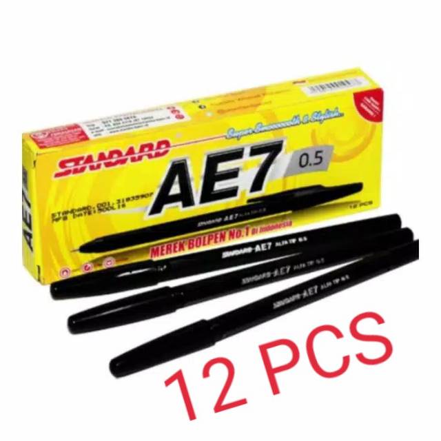 

PULPEN STANDAR AE7 0,5 MM WARNA HITAM ISI 12 PCS