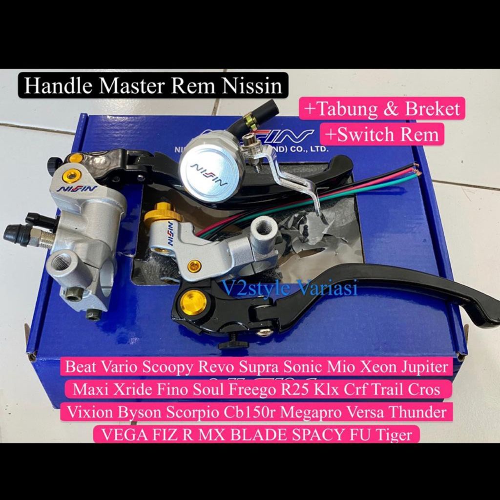 MASTER REM NISSIN SET HANDLE Tabung Breket  Kopling Beat Vario Scoopy Revo Supra Sonic Mio Xeon Jupiter Maxi Lexi Aerox Xride Fino Soul Freego  R25 KLX Crf Trail Cros Vixion Byson Scorpio Cb150r Megapro Versa Thunder VEGA FIZ R MX King BLADE Satria FU Tig