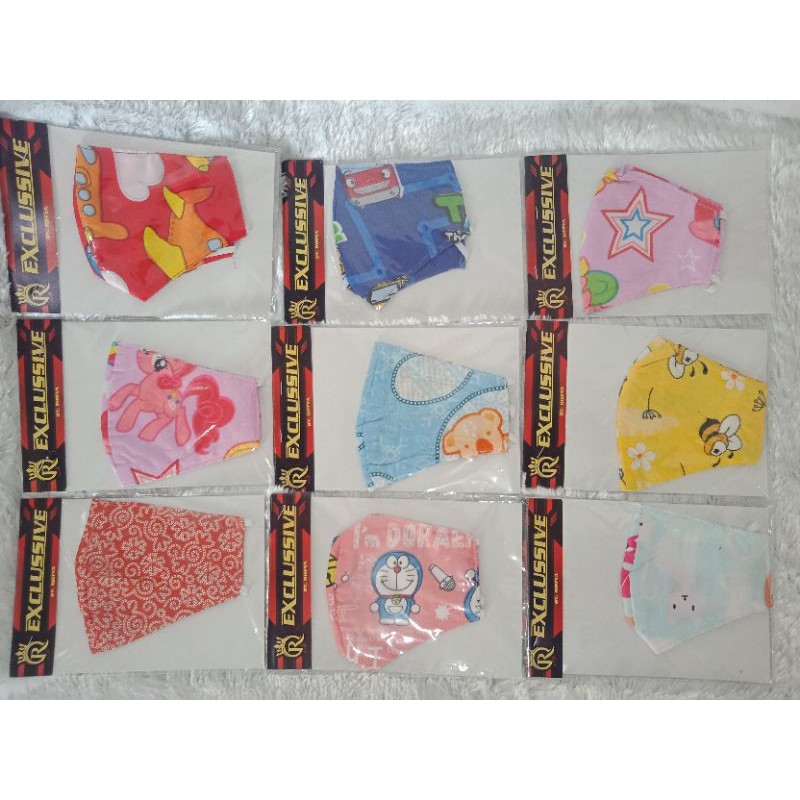 MASKER ANAK MOTIF WARNA WARNI TERMURAH BAHAN KATUN UNTUK USIA 2-12 TAHUN