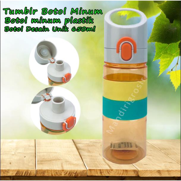 Warna kuning*Botol minum plastik *hijau Desain Unik * 650ml