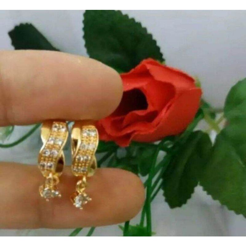 anting clip tetes permata anting xuping gold Perhiasan wanita dewasa