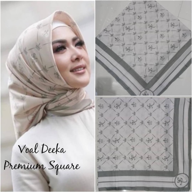 Jilbab segi empat voal motif syr sr | hijab motif segi empat voal syahrini