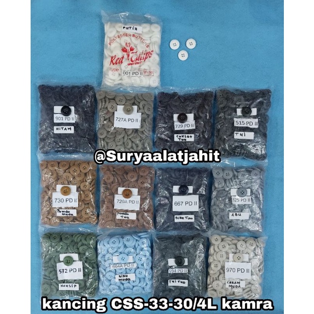 Kancing CSS-33 30/4L kamra @1gros =rp.44.500/1gros (144pcs)