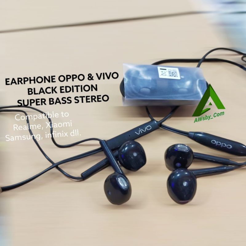 BLACK EDITION EARPHONE EXTRA BASS STEREO HEADSET VIVO/ HEADSET OPPO F7 F9 F11 A83 Y12 Y15 S1 Z1