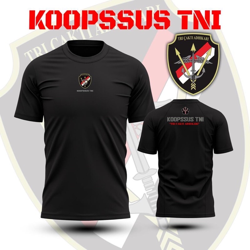 Kaos Koopssus TNI / Baju Hitam Koopssusgab TNI / Jersey Pasukan Elite TNI Bahan Dryfit Premium Bisa 