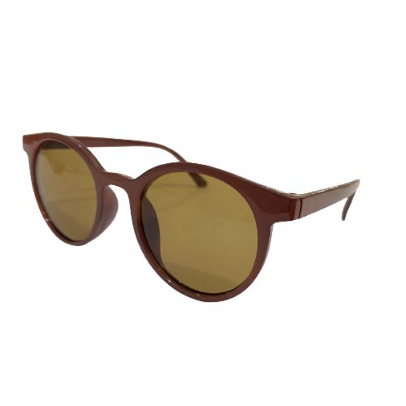 Kacamata Vintage Fashion Korea Bulat Mata Kucing Sungglasess-Coklat