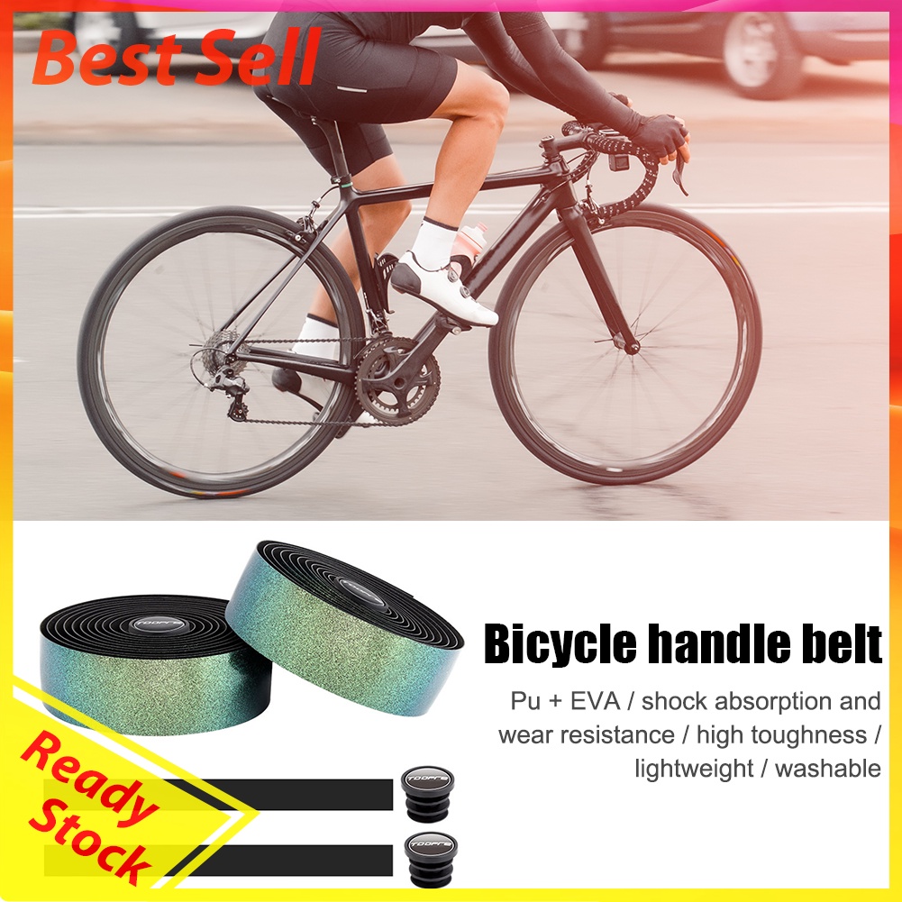 1 Pair Road Bike Gradient Handlebar Tape with Handlebar Plugs Bar Belts