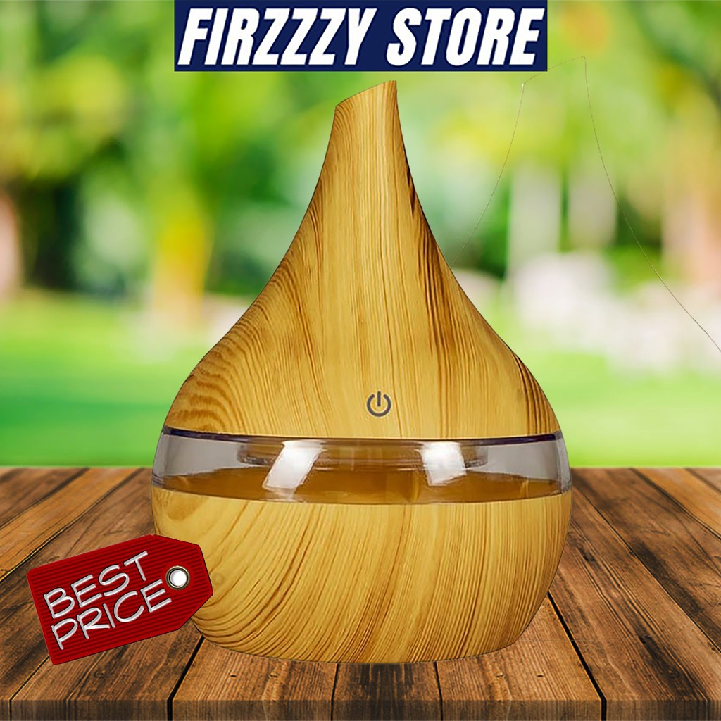 KBAYBO Ultrasonic Air Humidifier Aromatherapy Wood Grain 300ml Desain Motif Kayu