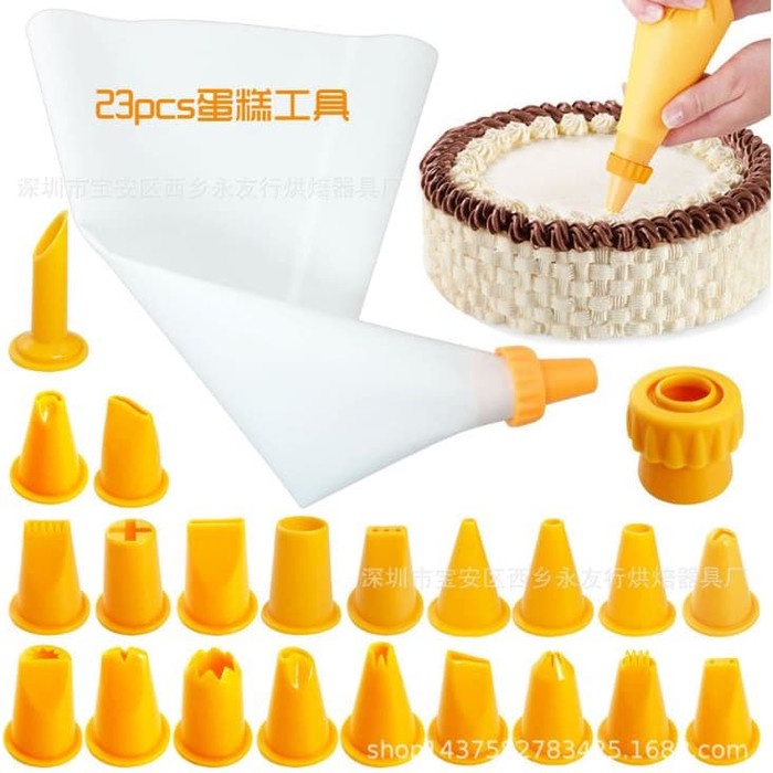 Cetakan kue silicone Spuit Plastik Premium 23 pcs Cream Icing Set