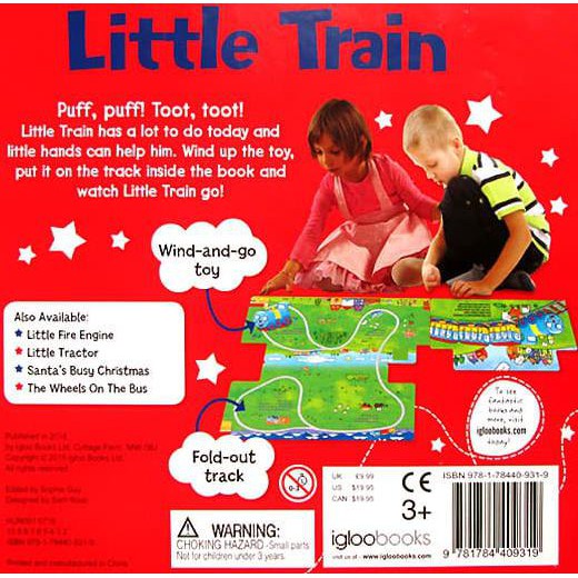 Little Train Board Book With Fold-Out Play Track And Blue Train