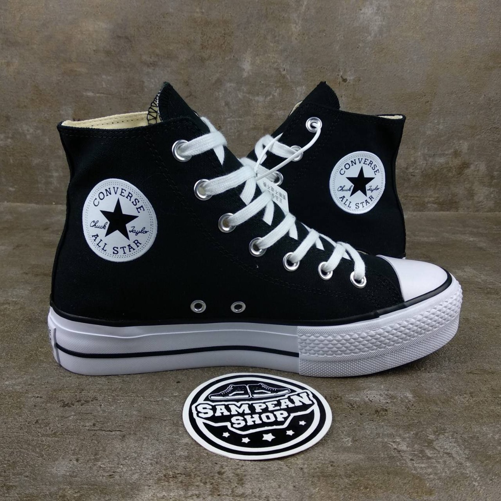 ASLI GRADE ORI Sepatu Converse All star chuck taylor lift High Heels black white original BNIB