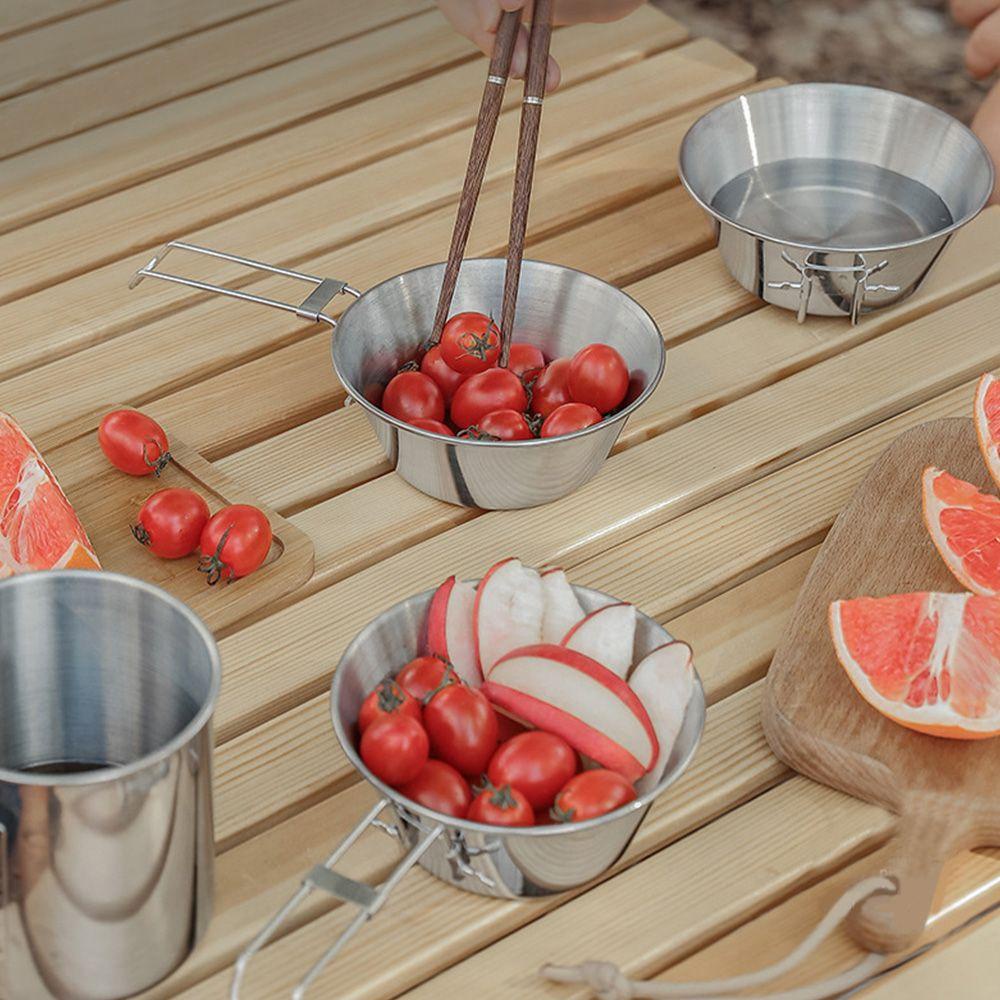 Suyo Mangkok Lipat Portable Bahan Stainless Steel Untuk Camping / Outdoor