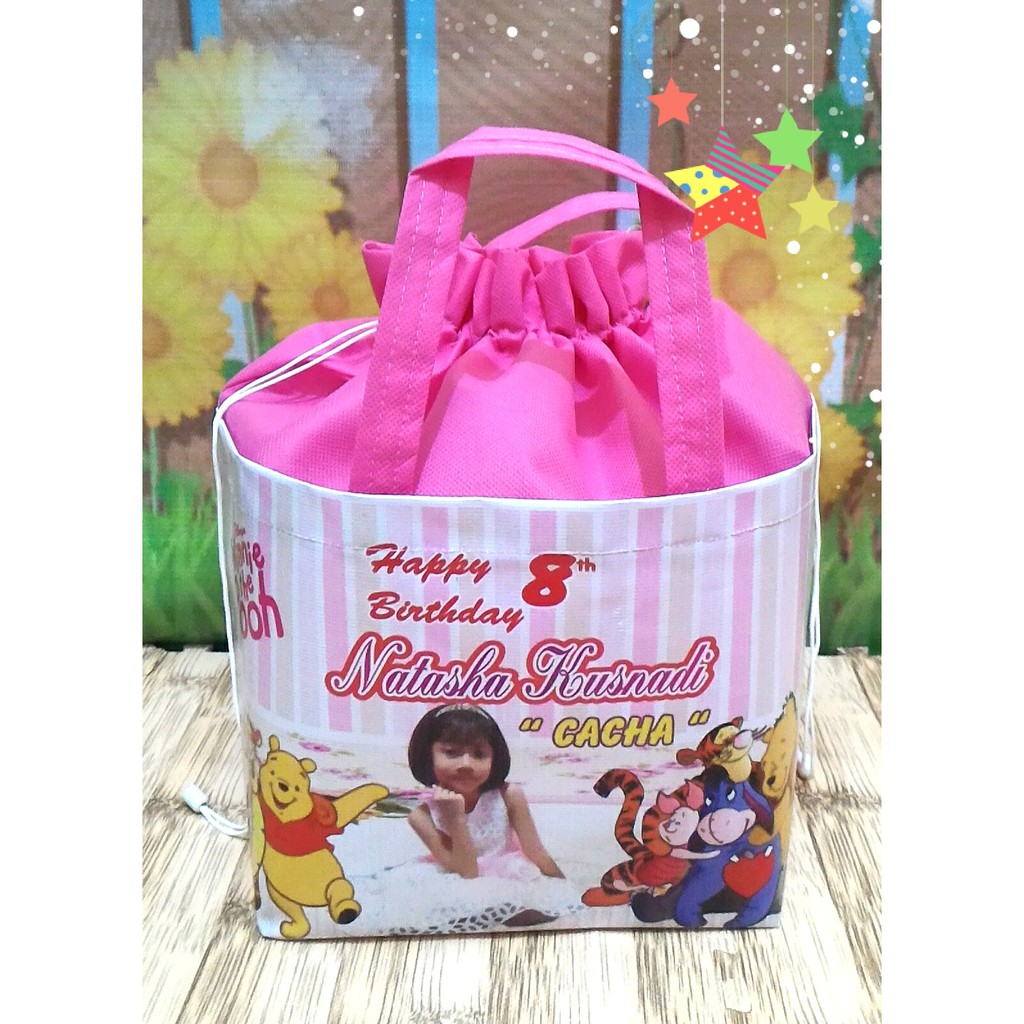 Goodie bag Souvenir Tas ulang tahun anak model serut MURAH bahan TEBAL / tas Tasyakuran Aqiqah-7