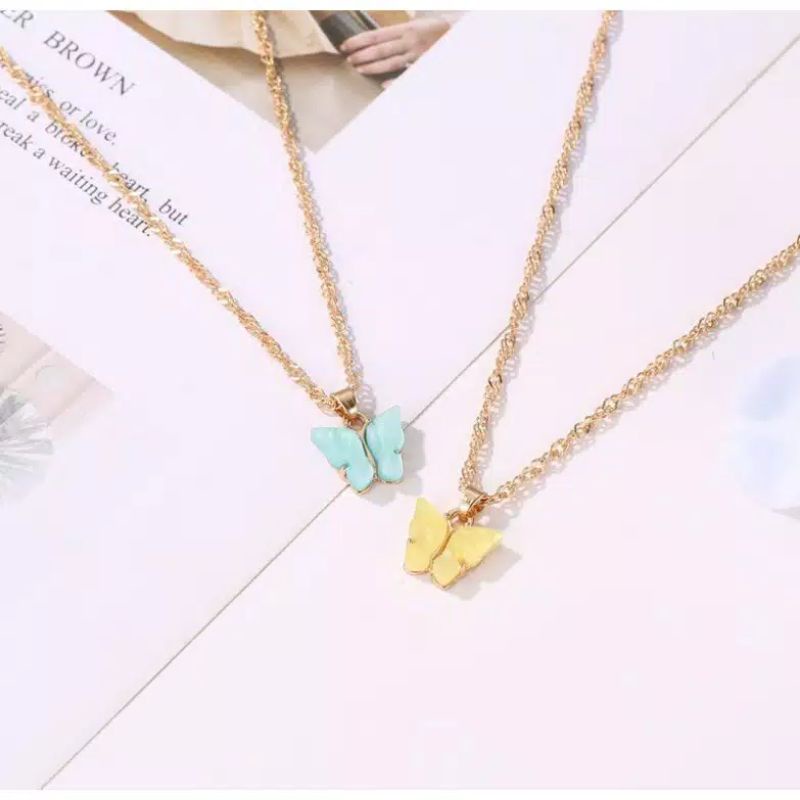 WB232 Kalung Kupu Kupu Warna Beautifull Butterfly Necklace