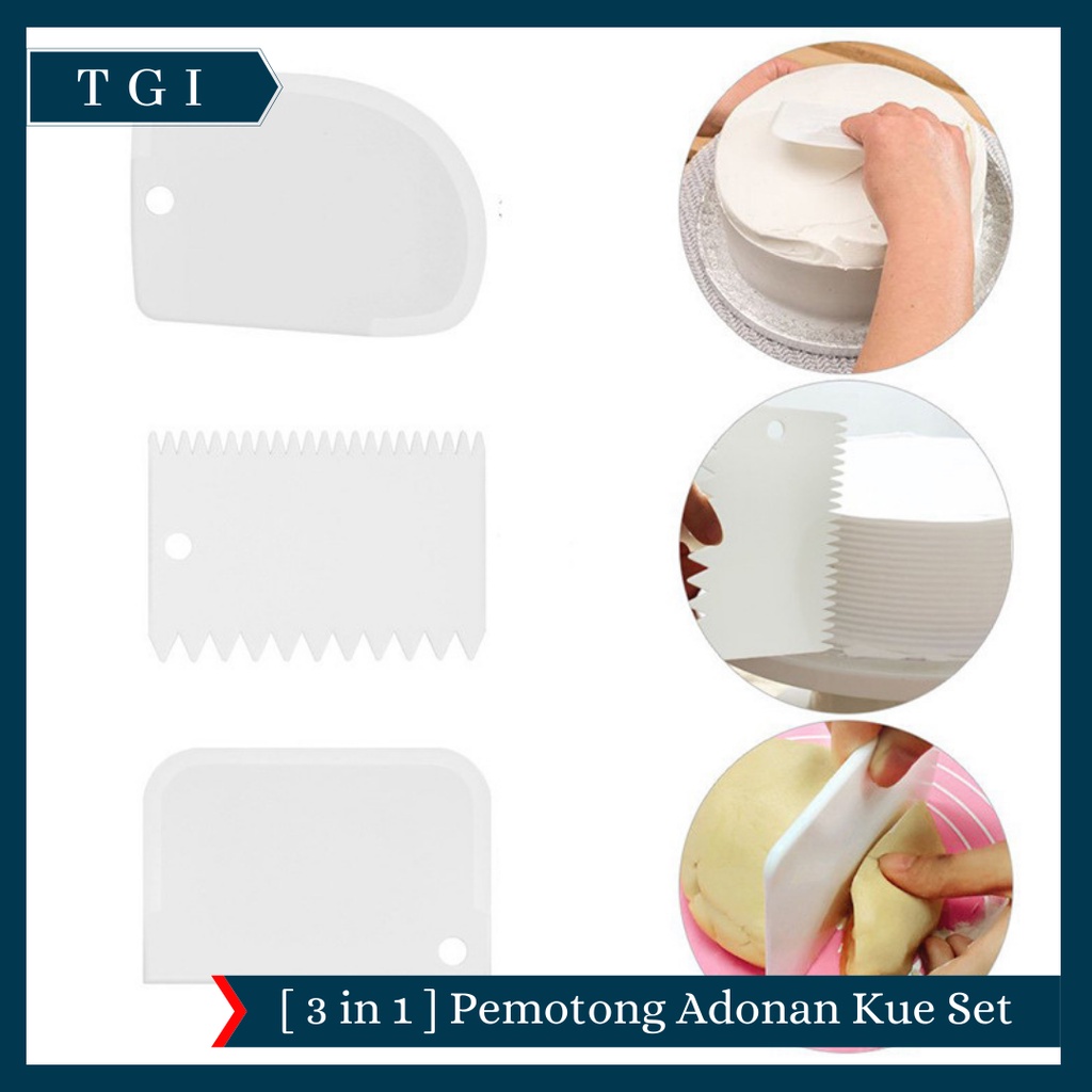 TGI - [3PCS] PISAU ADONAN KUE BUTTER CREAM SCRAPER DOUGH PEMOTONG KUE