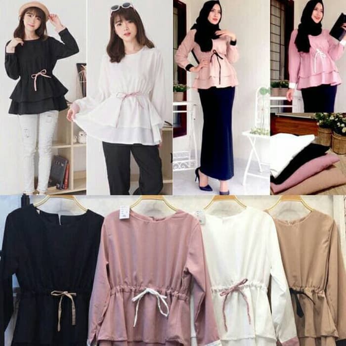 Blouse Wanita Baju Atasan Wanita Baju Muslim Blus Muslim Anisa Blouse - Hitam