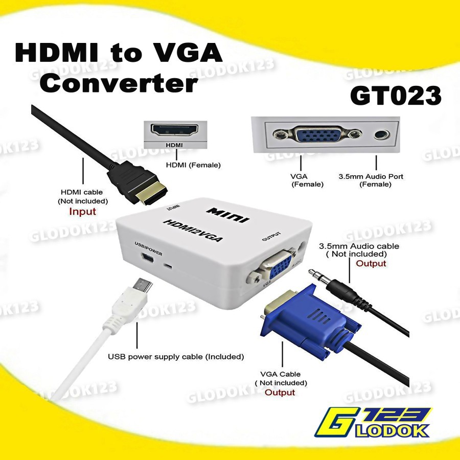 HDMI2VGA Converter HDMI To VGA + Audio Full HD Video 1080P GT023