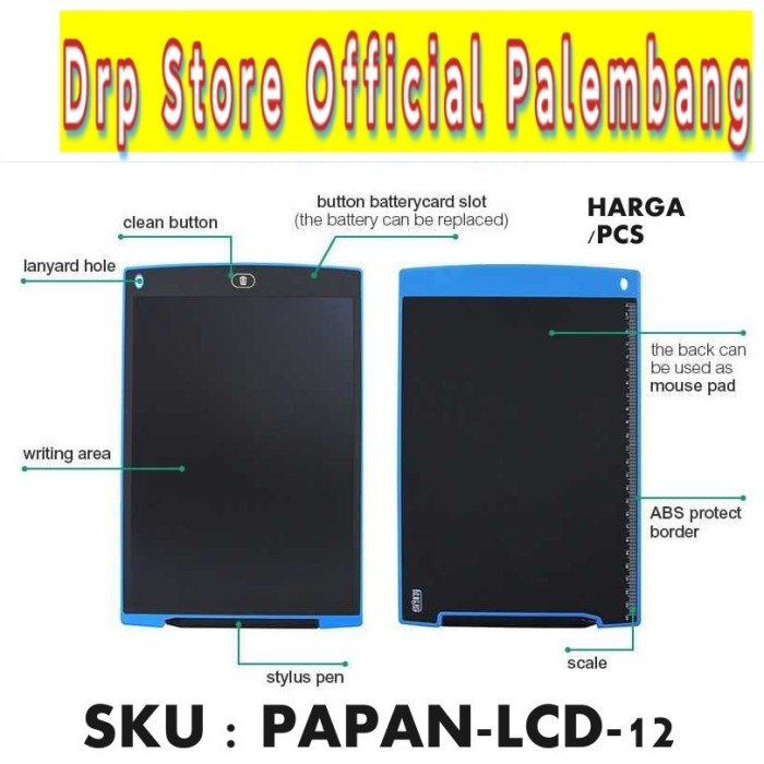 Papan Gambar Digital Monochrome LCD Drawing Graphics Tablet 12 Inch