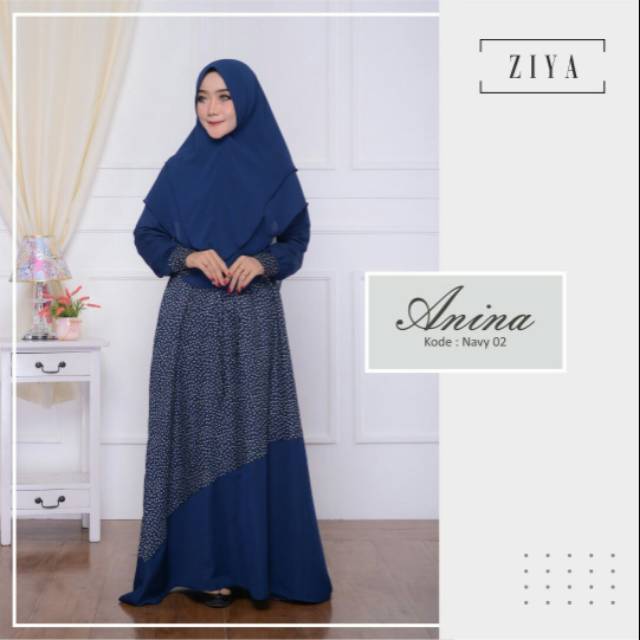 Gamis Anina dress by Ziya/busana muslim wanita busui bahan katun jepang mix balotely polos