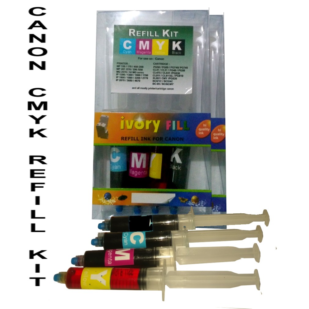 suntikan tinta refill isi ulang canon CMYK 4warna cartridge printer MP IP serie