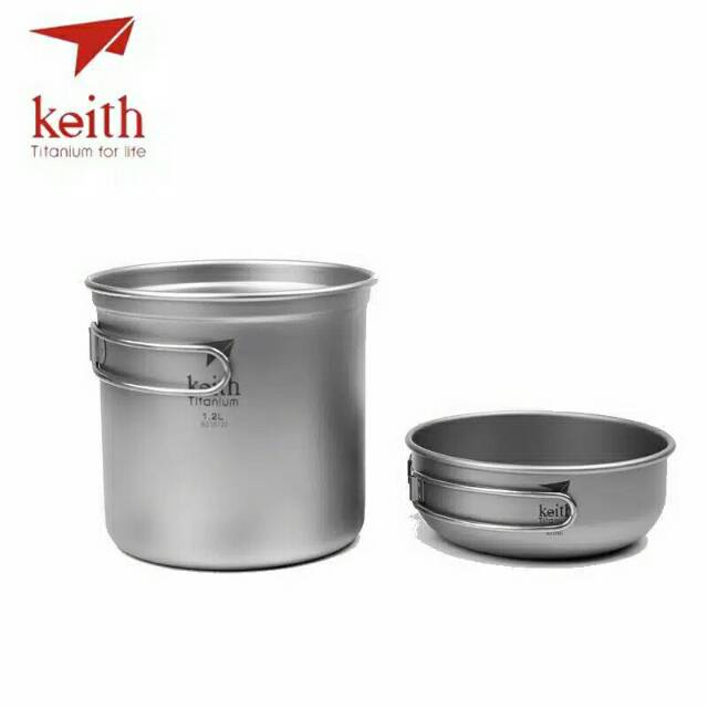 Keith titanium set bowl 400ml pot 1.2L Ti6051 mangkuk panci foldable handle ultralight camping