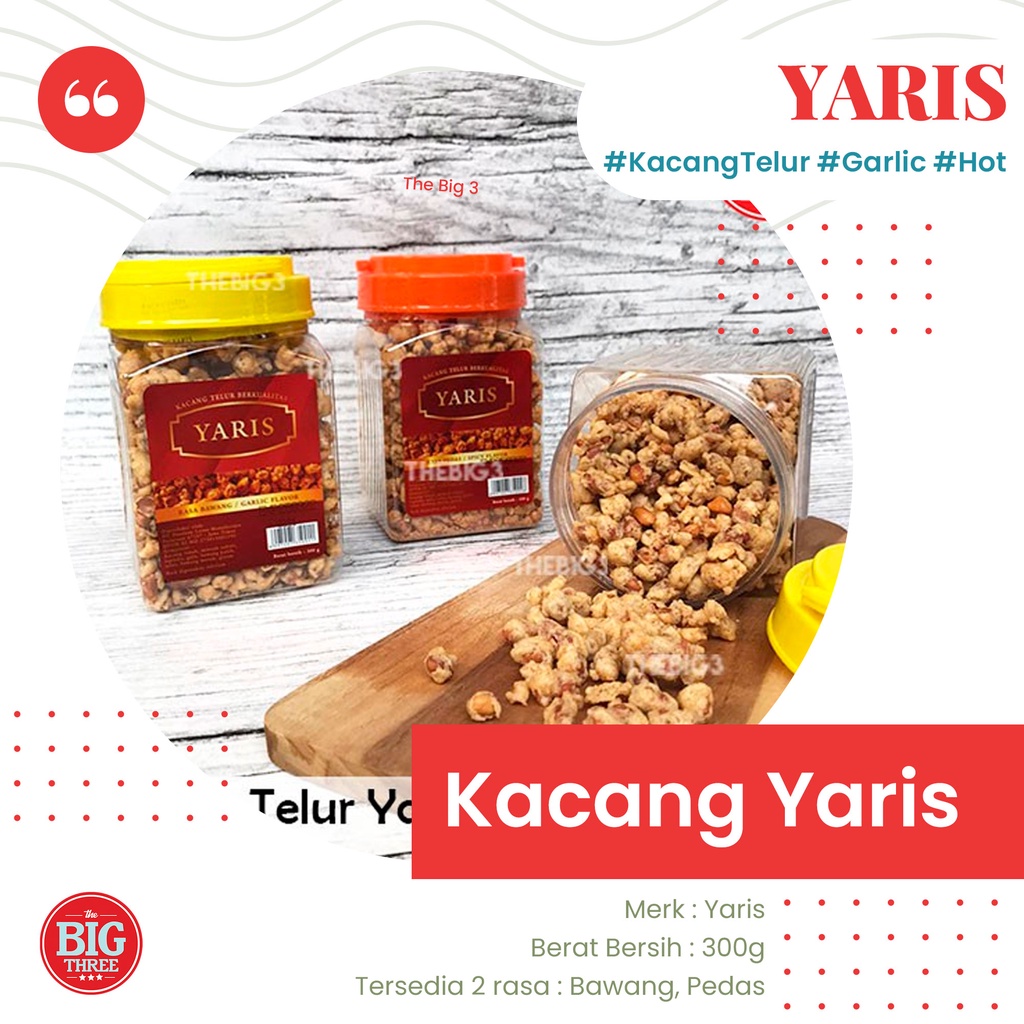 Yaris Kacang Telur Toples 300gr rasa Bawang dan Pedas - thebig3 enak murah varian mantap