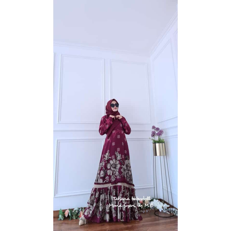 Gamis Syari Tatjana Dress by Mona Syari warna Maroon