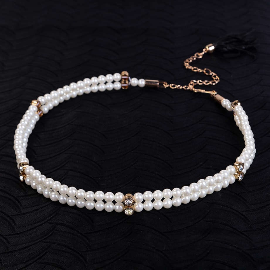 Ikat Pinggang Rantai Wanita MUTIARA RUMBAI  Korean Fashion Style  Women Pearl Belt Gasper Cewe Sabuk Elastis
