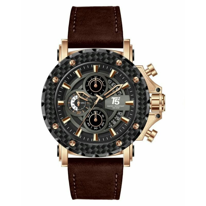 JAM TANGAN PRIA T5 H 3860 CARBON ORIGINAL CHRONOGRAPH WATER RESISTANT 3 ATM