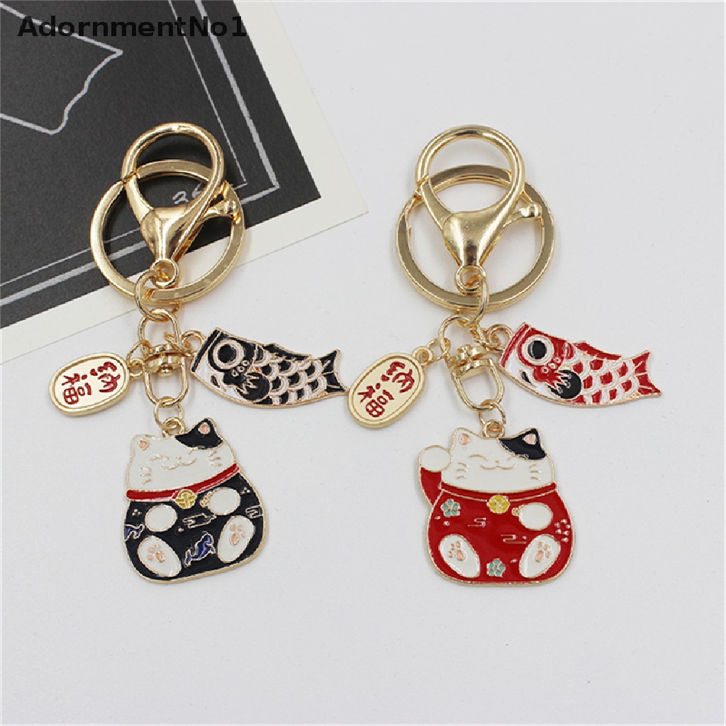 (AdornmentNo1) Gantungan Kunci Bentuk Kucing Keberuntungan Bahan Alloy