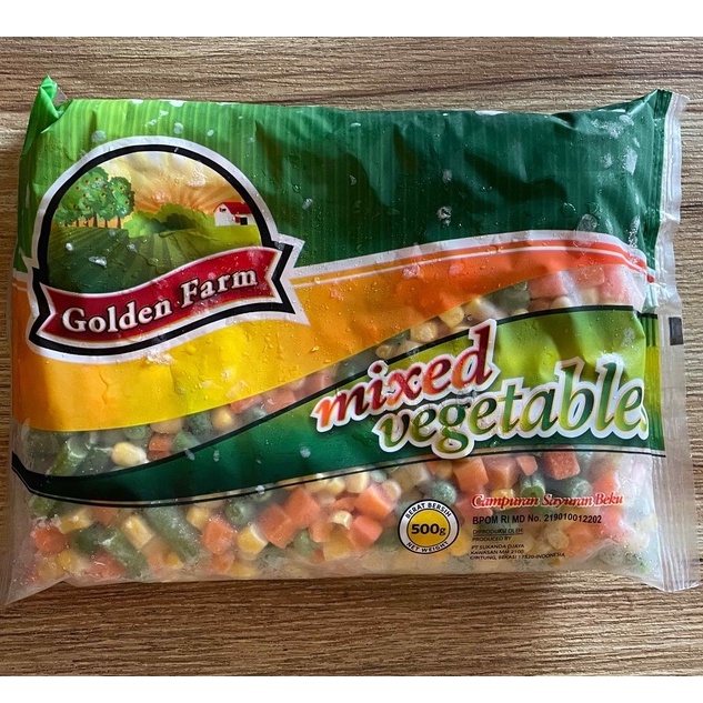 GOLDEN FARM MIX VEGETABLES 500GR / SAYURAN BEKU BUNCIS WORTEL JAGUNG