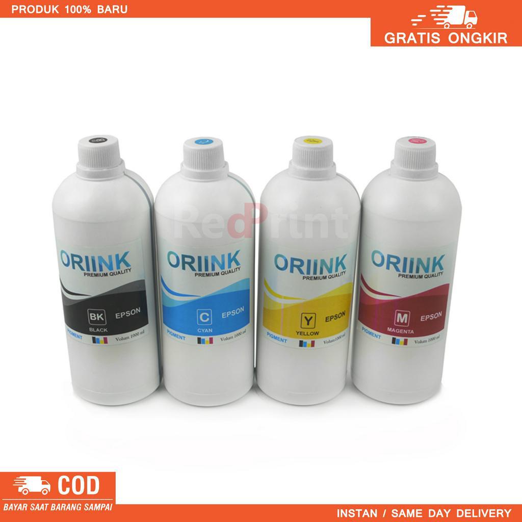 Tinta Pigment ORIINK untuk Printer L Series L110, L210, L350, L1300, L365, L310, L360, L385, L380, L650 L460, L465, L485, L605, L1110, L3100, L310, WF Series WF-7610, WF-C5790, WF-2528,  M Series : M1100, M3170, M2140, M205, Water Resistant. 1000ml